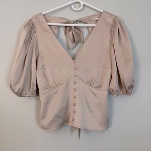 Abercrombie champagne tie back satin top